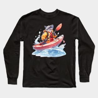 Cautious Kayaker Anime Shark Long Sleeve T-Shirt